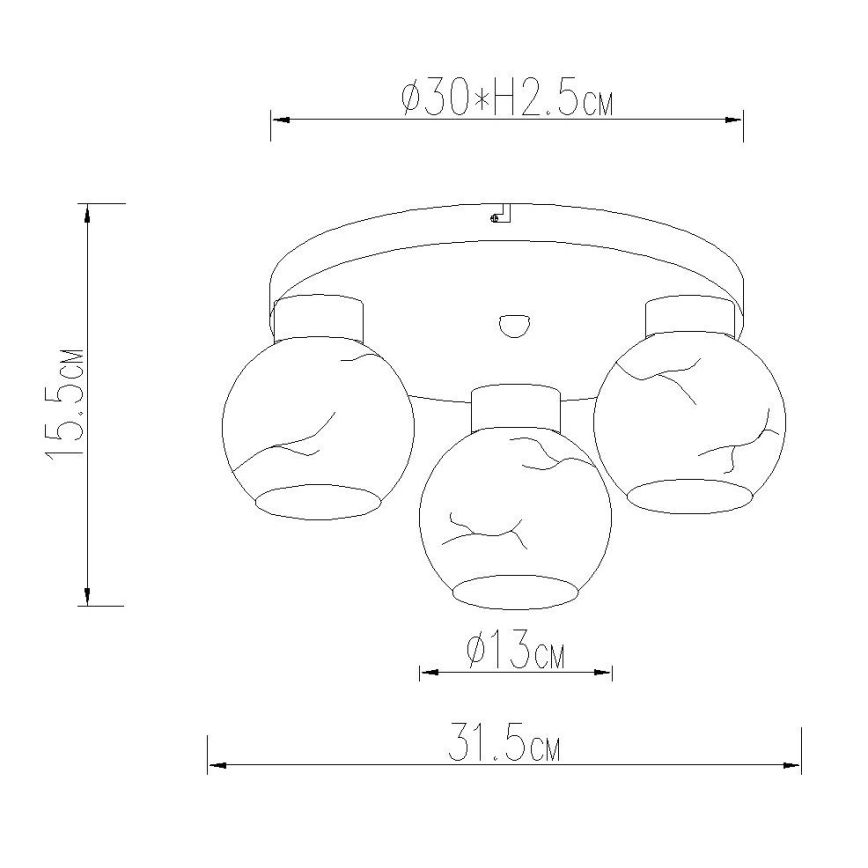Globo - Таванно осветително тяло 3xE27/60W/230V, диаметър 31,5 см