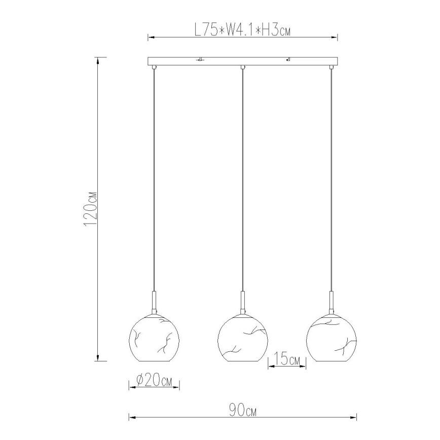 Globo - Полилей на кабел 3xE27/60W/230V