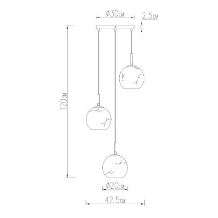 Globo - Полилей на кабел 3xE27/60W/230V Ø 42,5 см