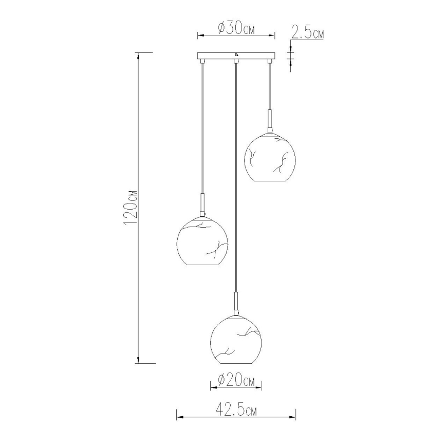 Globo - Полилей на кабел 3xE27/60W/230V Ø 42,5 см