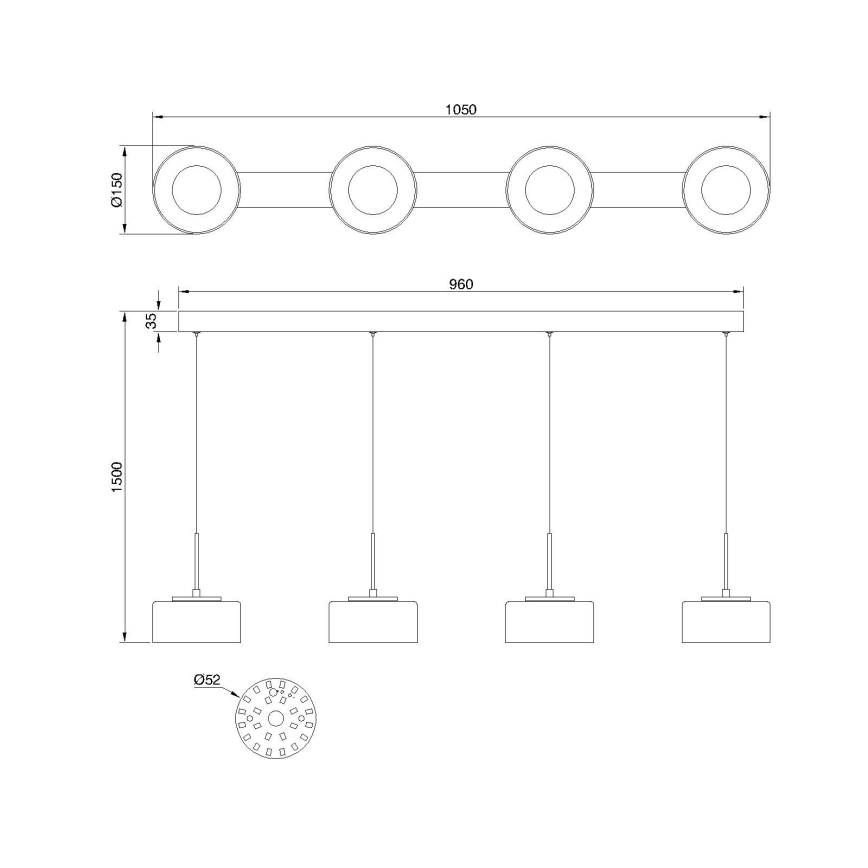 Globo - LED полилей на кабел LED/24W/230V черно/димно