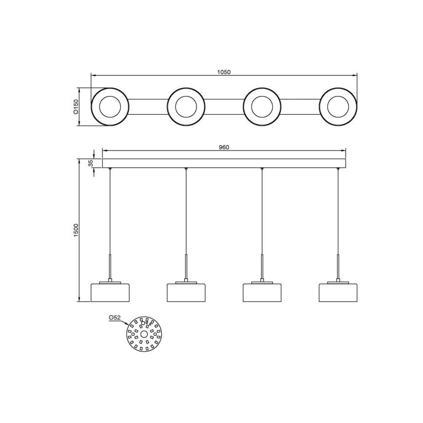 Globo - LED полилей на кабел LED/24W/230V бял/димчат