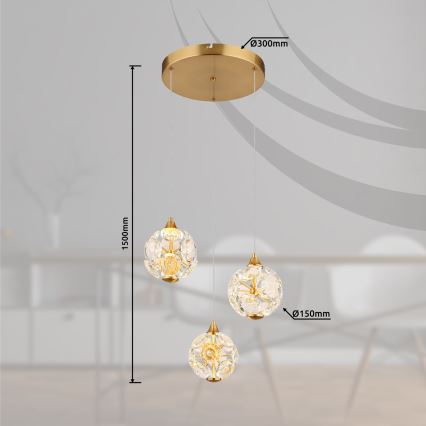 Globo - LED полилей на стоманено въже LED/24W/230V 3000K златен