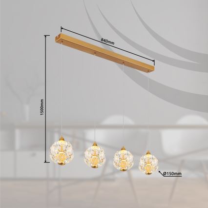 Globo - LED полилей на кабел LED/32W/230V 3000K златен