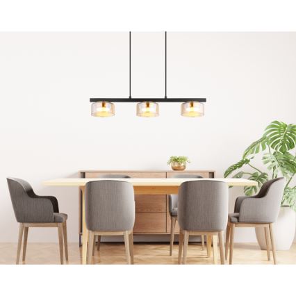 Globo - LED Пендел 3xGX53/6W/230V опушен/кафяв