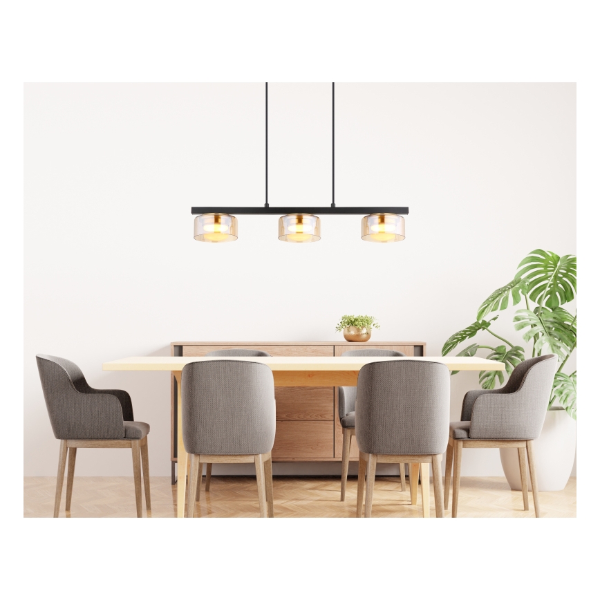 Globo - LED Пендел 3xGX53/6W/230V опушен/кафяв