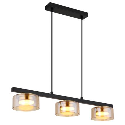 Globo - LED Пендел 3xGX53/6W/230V опушен/кафяв