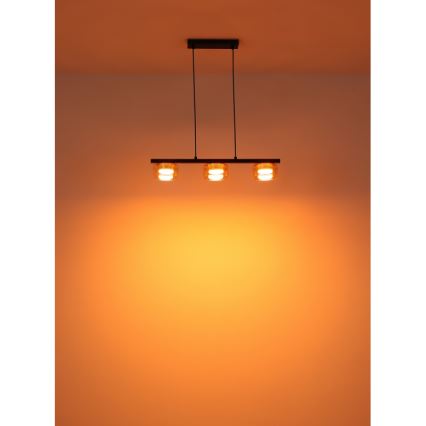 Globo - LED Пендел 3xGX53/6W/230V опушен/кафяв