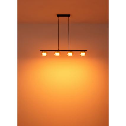 Globo - LED Пендел 4xGX53/6W/230V опушен/кафяв