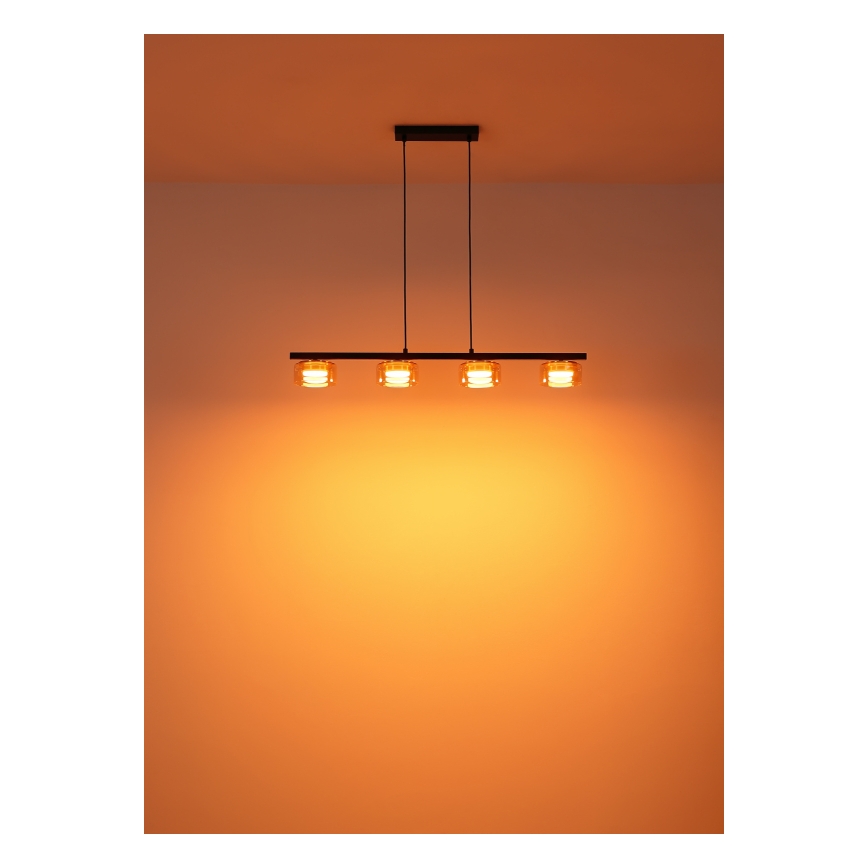 Globo - LED Пендел 4xGX53/6W/230V опушен/кафяв