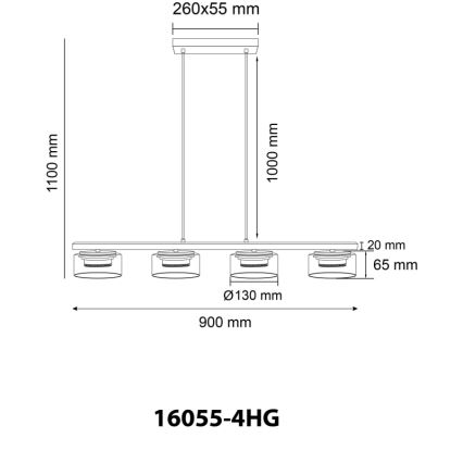 Globo - LED Пендел 4xGX53/6W/230V опушен/кафяв