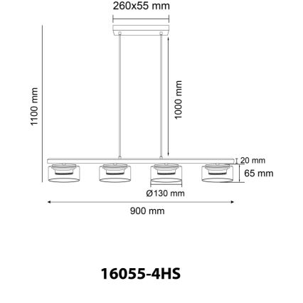 Globo - LED Пендел 4xGX53/6W/230V опушен/черен