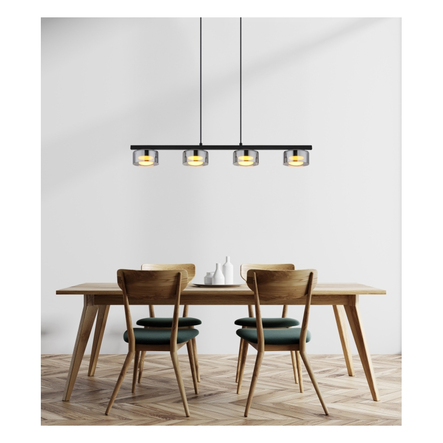 Globo - LED Пендел 4xGX53/6W/230V опушен/черен