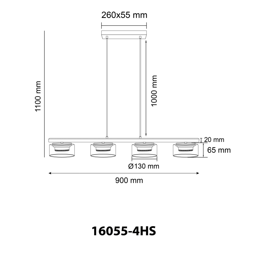 Globo - LED Пендел 4xGX53/6W/230V опушен/черен