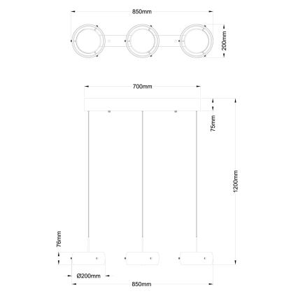 Globo - LED полилей на кабел LED/30W/230V 3000K