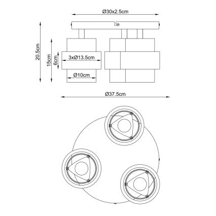 Globo - Полилей, прилепен към тавана 3xE27/40W/230V
