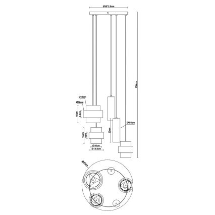 Globo - Полилей на кабел 3xE27/40W/230V + 2xGU10/10W