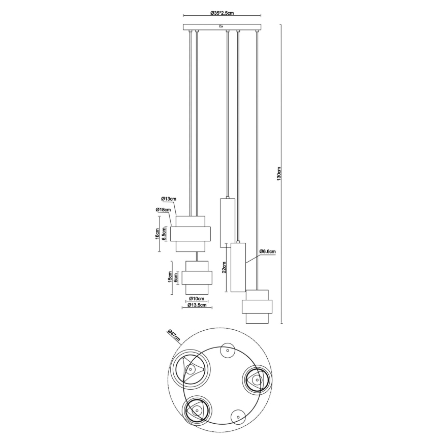 Globo - Полилей на кабел 3xE27/40W/230V + 2xGU10/10W