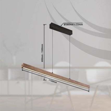 Globo - LED димируем сензорен полилей на кабел LED/24W/230V + LED/3W 3000K кафяв