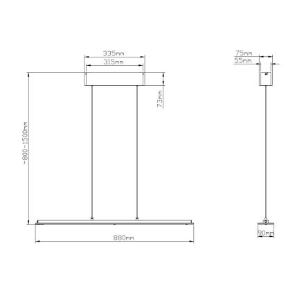 Globo - LED сензорно регулируем полилей на кабел LED/20W/230V 3000/4000/6500K