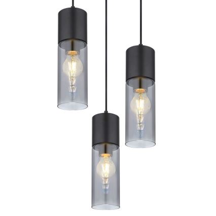 Globo - Пендел 3xE27/25W/230V Ø 30 см черен