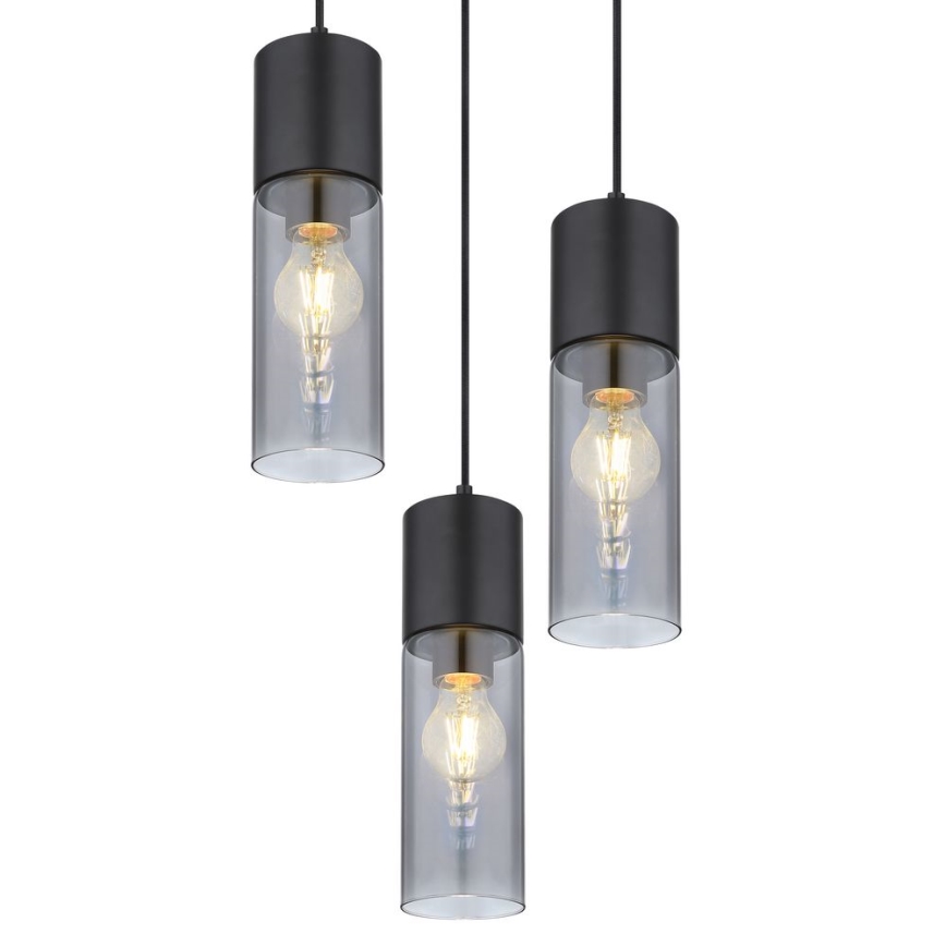 Globo - Пендел 3xE27/25W/230V Ø 30 см черен