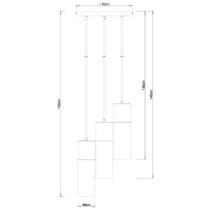 Globo - Пендел 3xE27/25W/230V Ø 30 см черен