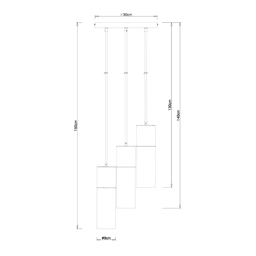 Globo - Пендел 3xE27/25W/230V Ø 30 см черен