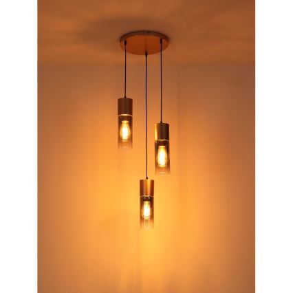 Globo - Пендел 3xE27/25W/230V бронзов Ø 34 см