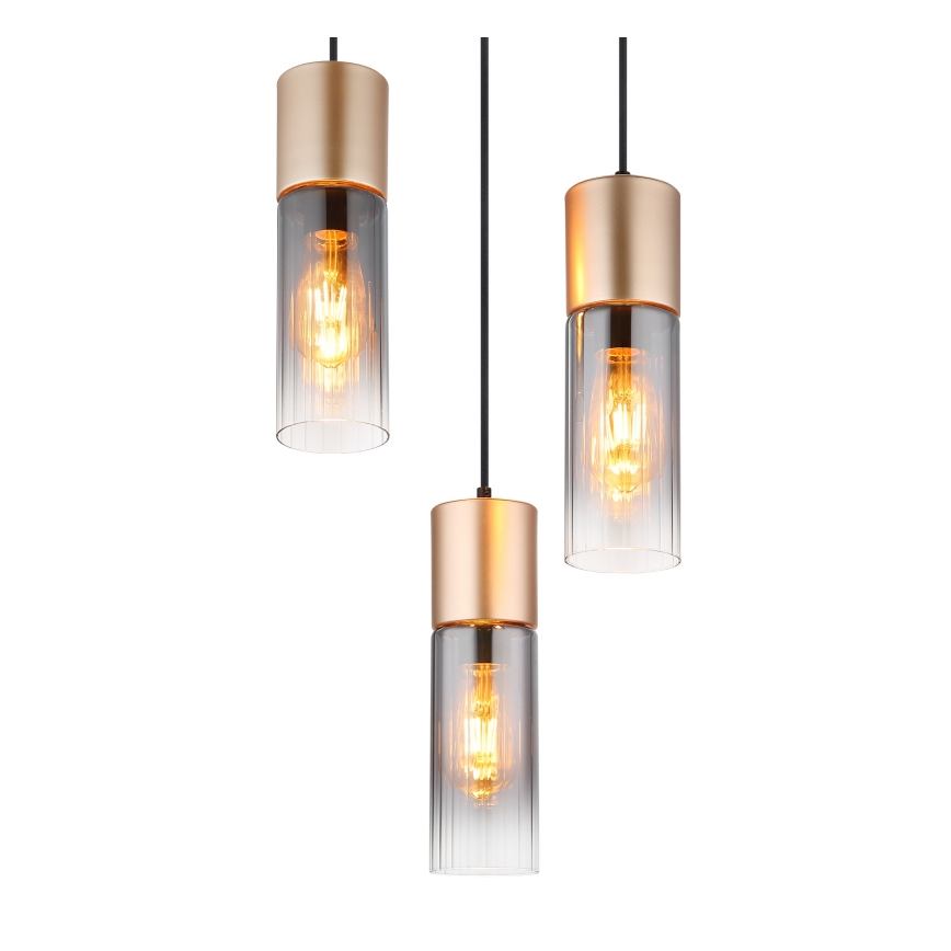 Globo - Пендел 3xE27/25W/230V бронзов Ø 34 см