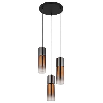 Globo - Пендел 3xE27/25W/230V черен/меден