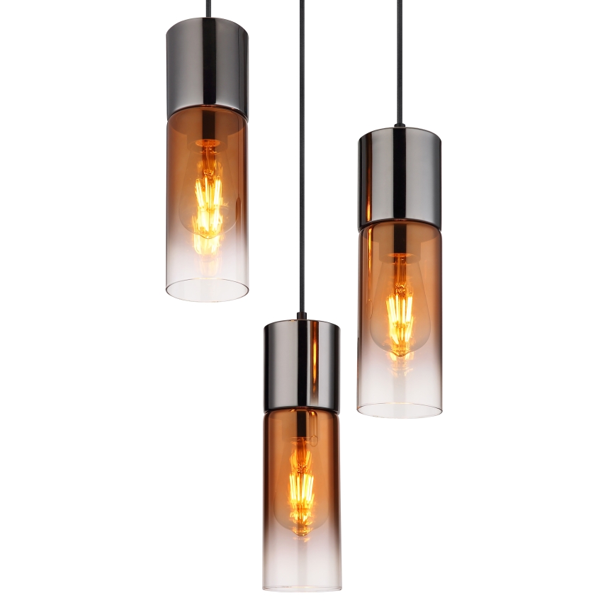 Globo - Пендел 3xE27/25W/230V черен/меден