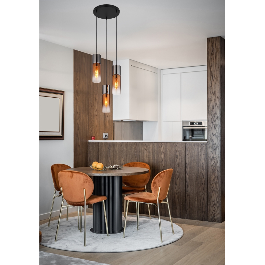 Globo - Пендел 3xE27/25W/230V черен/меден