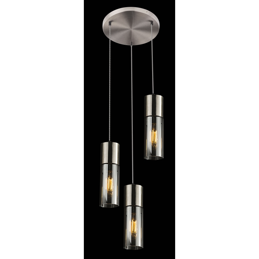 Globo - Пендел 3xE27/25W/230V Ø 30 см матов хром