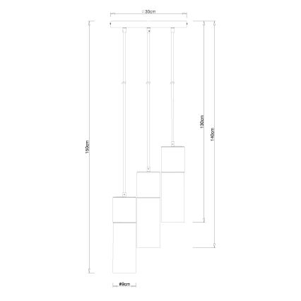 Globo - Пендел 3xE27/25W/230V Ø 30 см матов хром