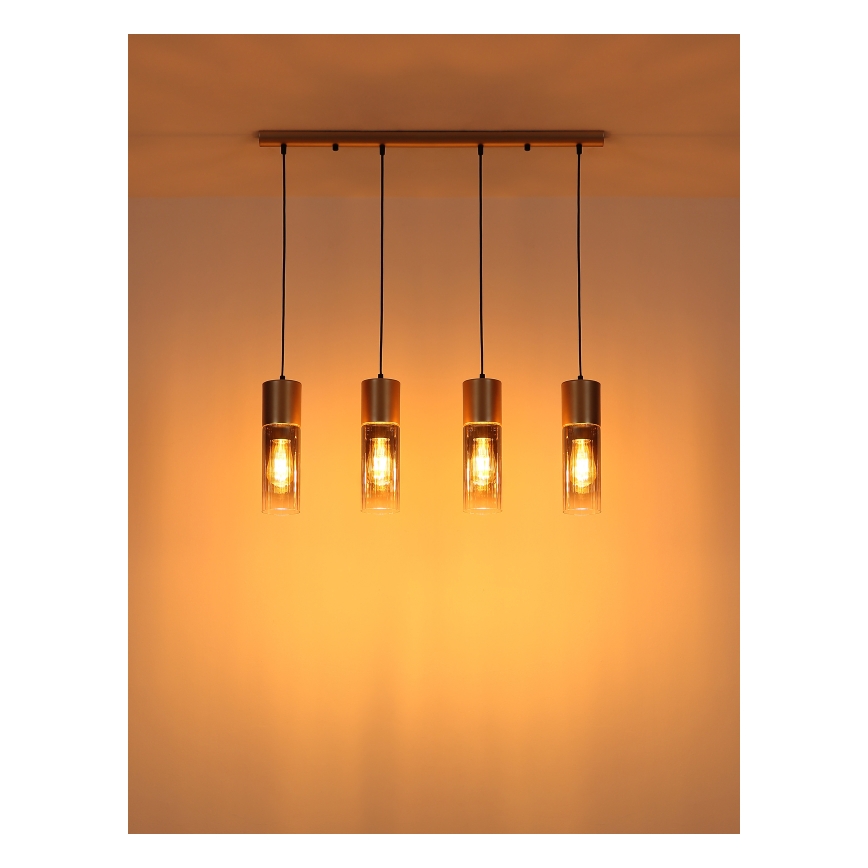 Globo - Полилей на кабел 4xE27/25W/230V, бронзов