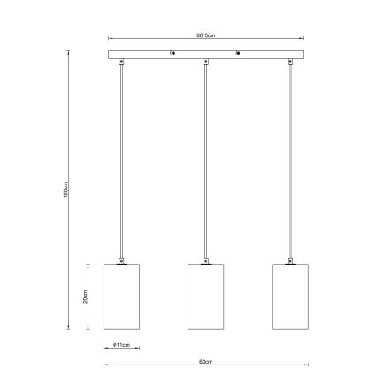 Globo - Пендел 3xE14/25W/230V черен