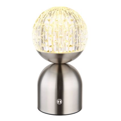 Globo - LED Димируема сензорна настолна лампа LED/2,5W/3,7V 2700/4000/6500K 1800 mAh USB матов хром