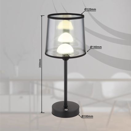 Globo - LED Димируема акумулаторна настолна сензорна лампа LED/2,5W/3,7V 2700/4000/6500K 1800 mAh черен