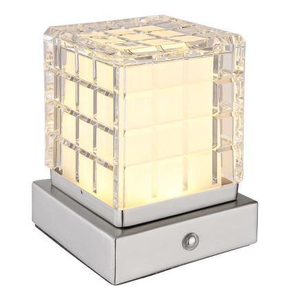 Globo - LED Димируема сензорна настолна лампа LED/2,5W/3,7V 2700K/4000K/6500K 1800 mAh USB матов хром