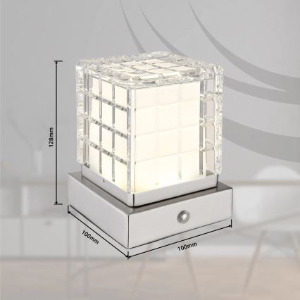 Globo - LED Димируема сензорна настолна лампа LED/2,5W/3,7V 2700K/4000K/6500K 1800 mAh USB матов хром