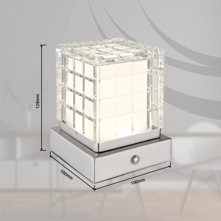 Globo - LED Димируема сензорна настолна лампа LED/2,5W/3,7V 2700K/4000K/6500K 1800 mAh USB матов хром