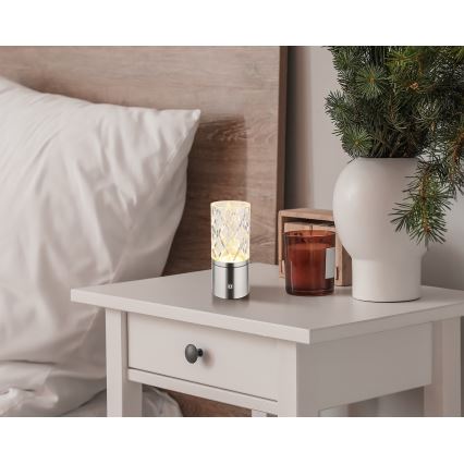 Globo - LED Димируема сензорна настолна лампа LED/2,5W/3,7V 2700K/4000K/6500K 1800 mAh USB матов хром