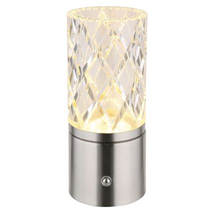 Globo - LED Димируема сензорна настолна лампа LED/2,5W/3,7V 2700K/4000K/6500K 1800 mAh USB матов хром