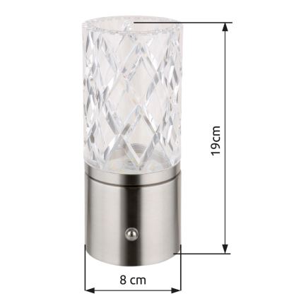 Globo - LED Димируема сензорна настолна лампа LED/2,5W/3,7V 2700K/4000K/6500K 1800 mAh USB матов хром