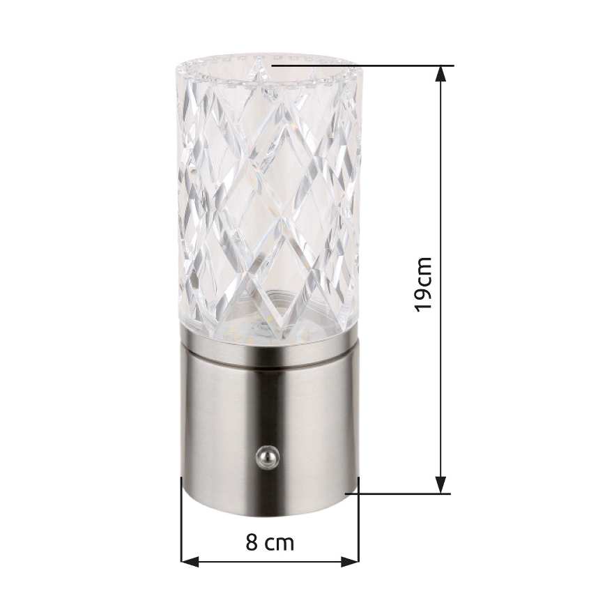 Globo - LED Димируема сензорна настолна лампа LED/2,5W/3,7V 2700K/4000K/6500K 1800 mAh USB матов хром