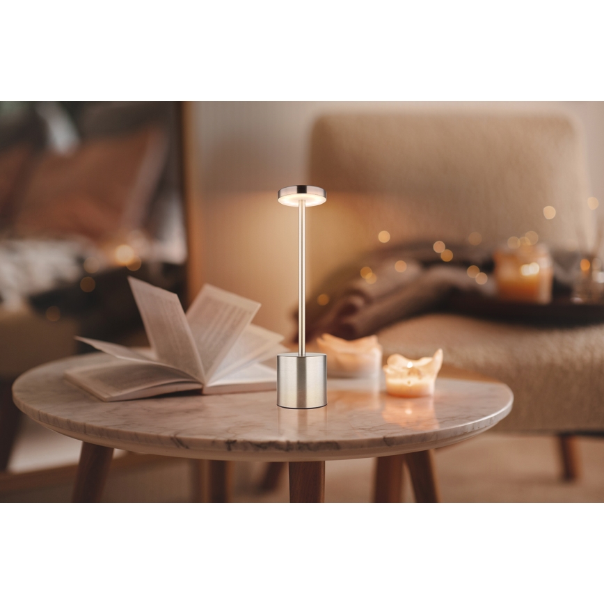 Globo - LED Димируема сензорна настолна лампа LED/1,2W/3,7V 2000K/3500K/7000K 1200 mAh USB матов хром
