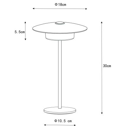 Globo - LED Екстериорна акумулаторна сензорна настолна лампа LED/3W/3,7V 1800/2700/3000K IP44 1800 mAh сив