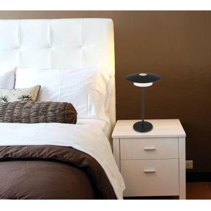 Globo - LED Екстериорна акумулаторна сензорна настолна лампа LED/3W/3,7V 1800/2700/3000K IP44 1800 mAh черен
