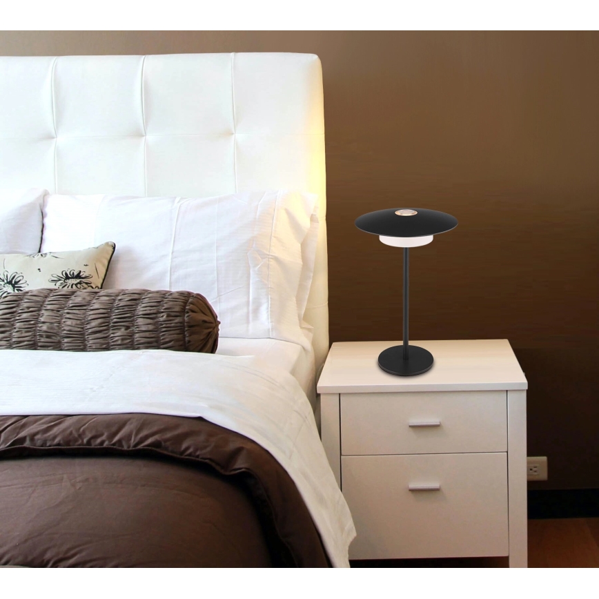 Globo - LED Външна презареждаща се настолна лампа с докосване LED/3W/3,7V 1800/2700/3000K IP44 1800 mAh черна